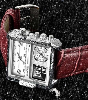 LIGE 8925 brand men sports watches 3 time zone big man fashion military LED watch leather quartz wristwatches