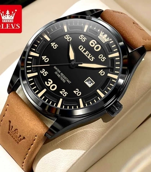 OLEVS 9962 Watch For Men Luxury Brand Military Leather Big Digital Dial Waterproof Frosted Leather Wristwatch Relogio Masculino