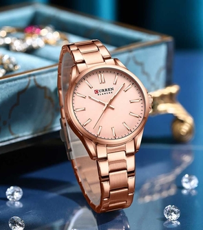 CURREN 9090 Fashion Brand Ladies Watches Simple Quartz Stainless Steel Band Wristwatch Casual Business Watch
