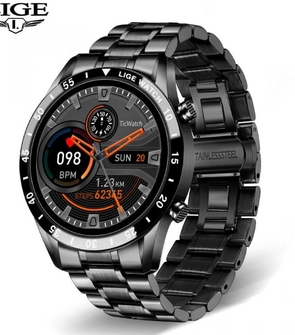 LIGE 0189 NEW LUXURY BRAND MENS WATCHES STEEL BAND FITNESS WATCH HEART RATE BLOOD PRESSURE ACTIVITY TRACKER SMART WATCH FOR MEN